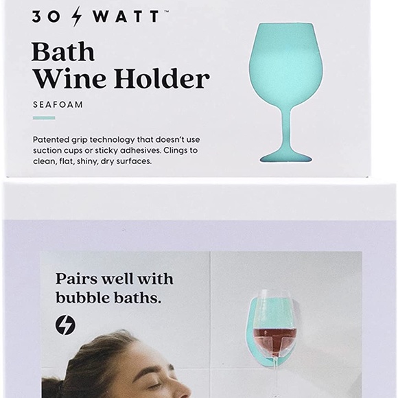 30 Watt Silicone Wine Glass Holder for Bath & Shower, Bathtub Relaxation - Picture 3 of 9